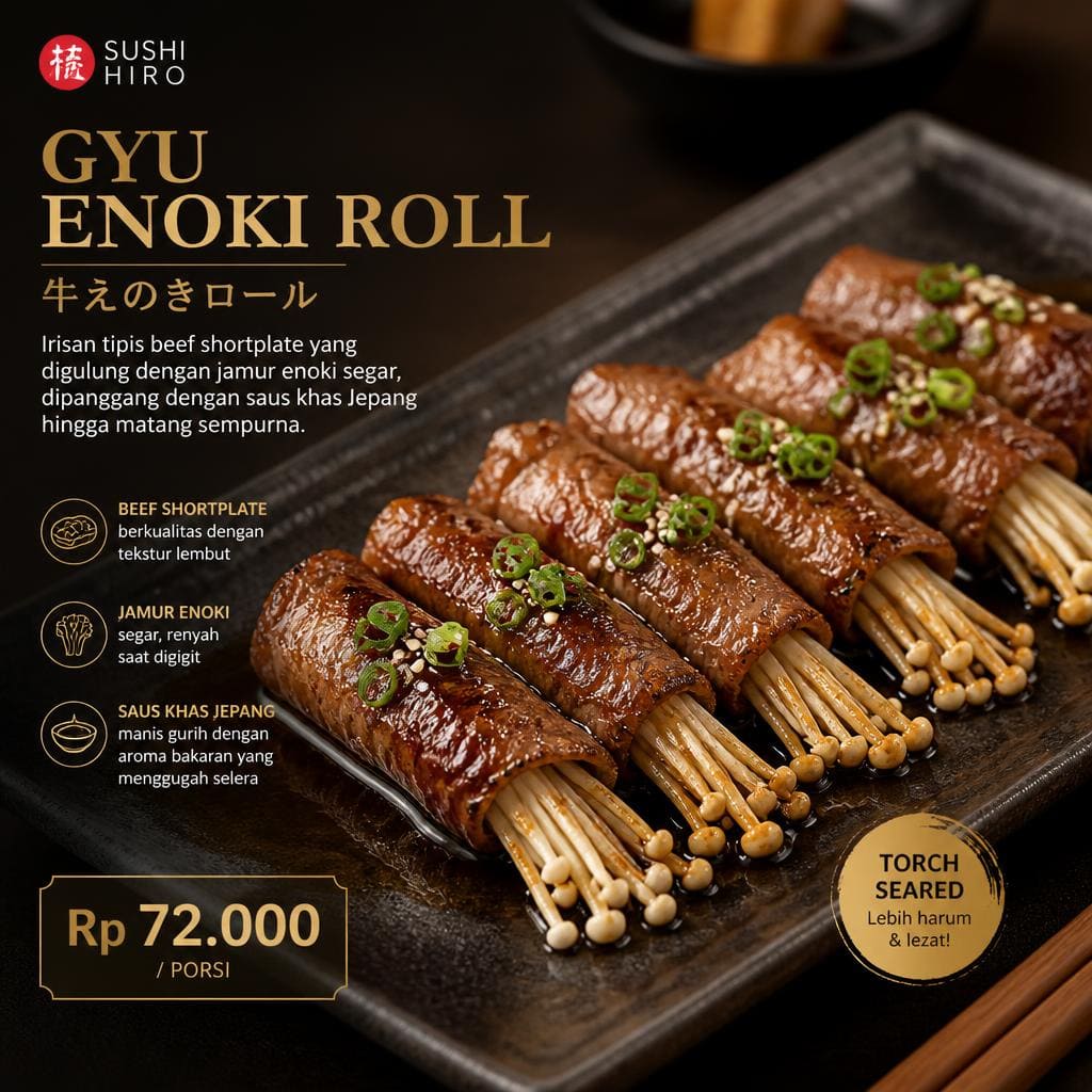 Gyu Enoki Roll Sushi Hiro menu gyu enoki roll
